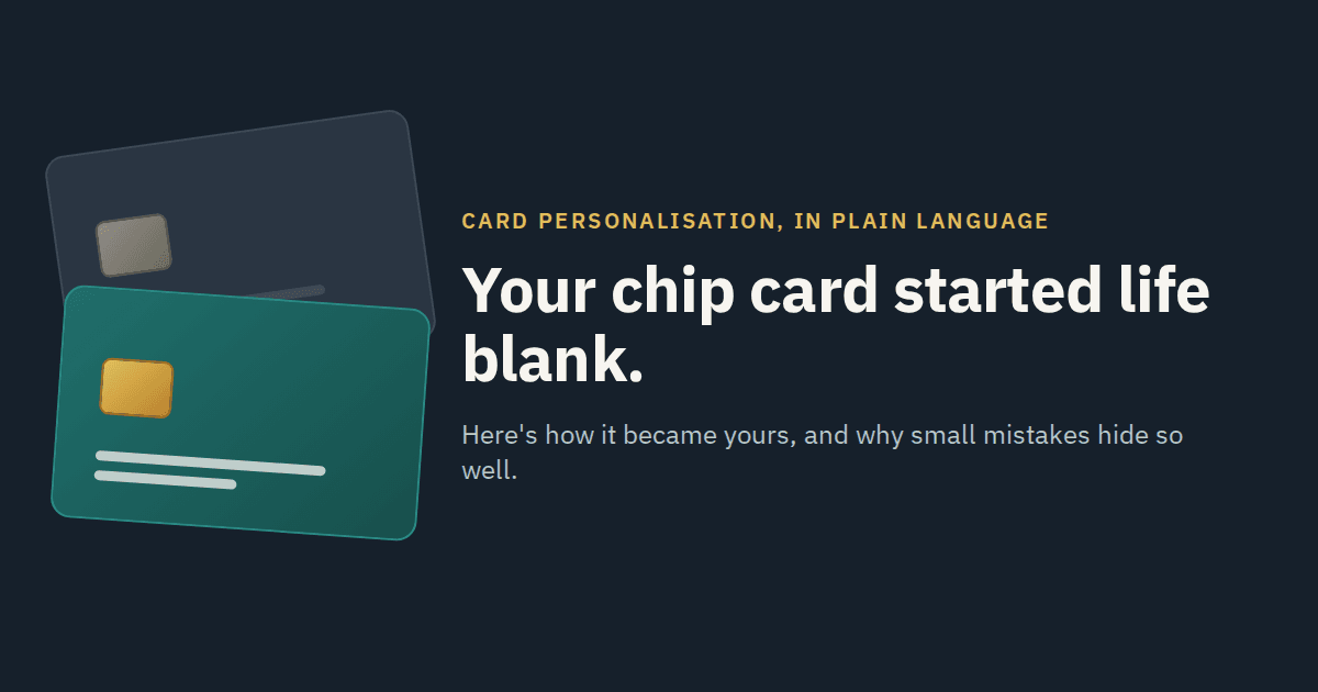 A blank chip card turning into a personalised card